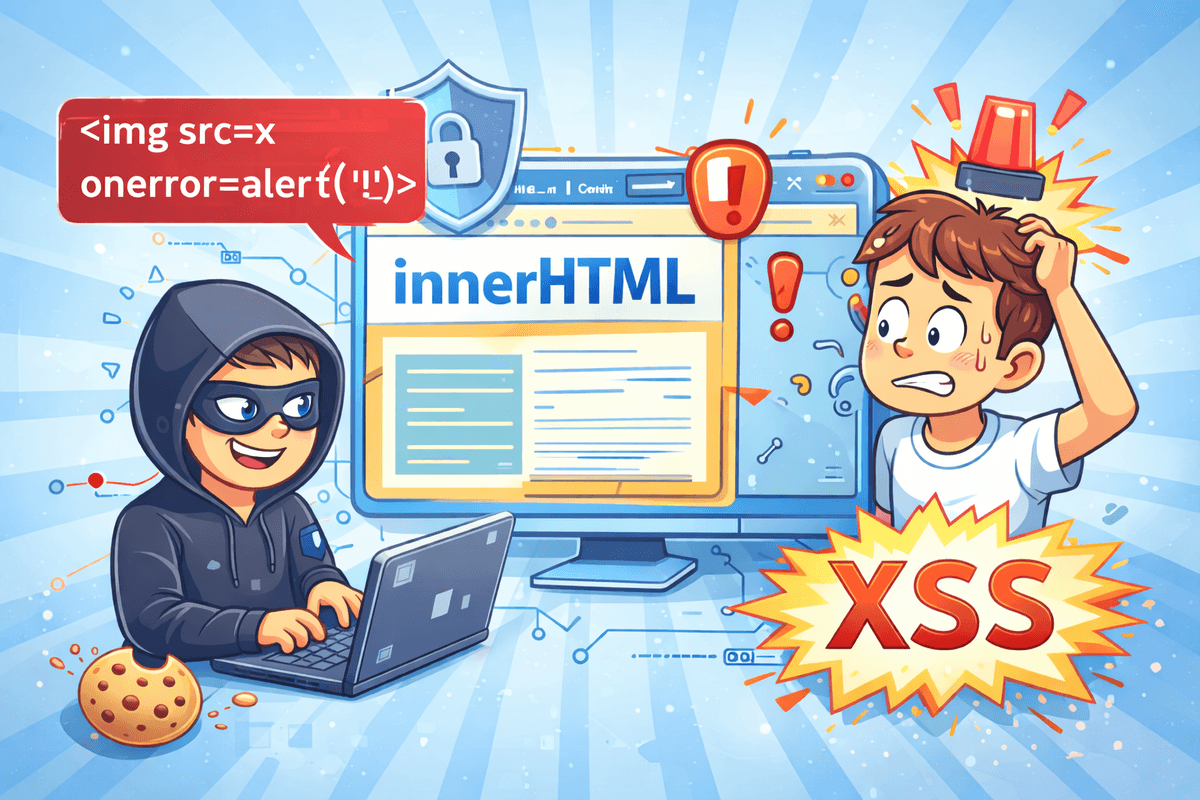 innerHTMLにXSS攻撃する画像